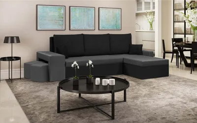 Produktbild von Ecksofa DAKOTA2 mit Schlaffunktion - Schwarz/Dunkelgrau