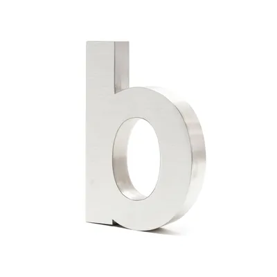 Obrázek produktu pro Domovní číslo Wiltec b stříbrná nerezová ocel, moderní 3D design, výška 20 cm, písmo Arial, odolné proti korozi a povětrnostním vlivům, s montážním materiálem