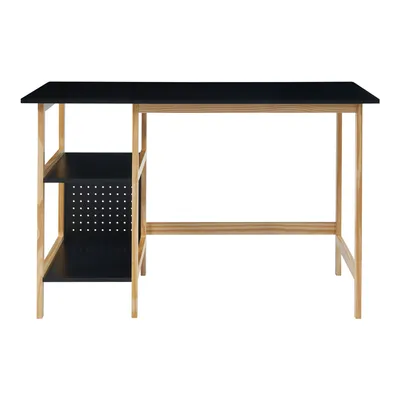 Produktbild von Schreibtisch 'Dønna' mit Regal 120x60x75cm Schwarz/Holzfarben