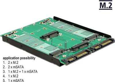 Immagine prodotto di Delock 3.5? Convertitore 2 x SATA 22 Pin > Dualport 2 x M.2 / 2 x mSATA (62946)