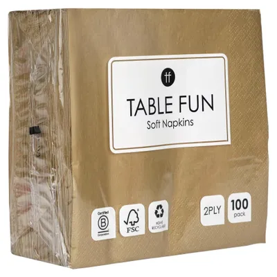 Productafbeelding van Talking Tables, 100 zachte servetten van gerecycled goudkleurig papier, eierprint