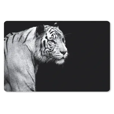 Produktbild von MuchoWow® Mauspad Mousepad Tierprofil Tiger in schwarz und weiß 27x18 cm - Mousepads - Maus Mat - Pad - Mausunterlage - Büroartikel - Desk Matten