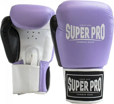 Zdjęcie produktu dla Rękawice bokserskie Super Pro Combat Gear Enforcer Leather (Thai) – liliowy/czarny/biały – 8 oz