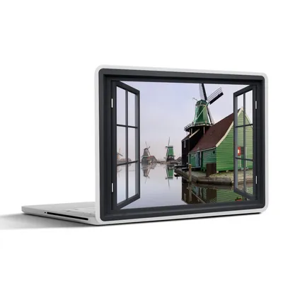 Produktbild von MuchoWow® Laptop Aufkleber Sticker Cover Aussicht - Mühle - Grün 30x21 cm - Sticker für Laptop - Selbstklebend