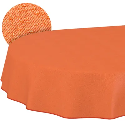 Produktbild von Tischdecke oval 200x140 cm abwaschbar Orange Leinenoptik ANRO Saum