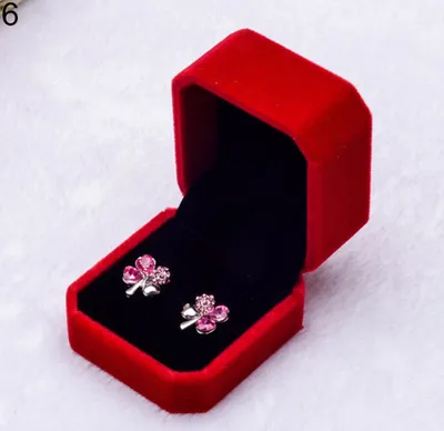 Produktbild von Samt-Verlobungs-/Hochzeits-Ohrring-Anhänger-Schmuck-Display-Box-Geschenketui-Wassermelonenrot