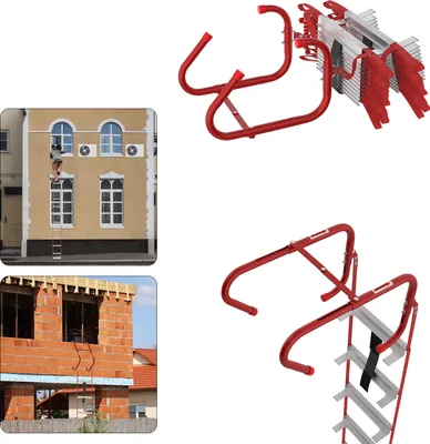 Produktbild von UISEBRT 7,5 m Länge Doppelt Faltbare Sichere Rettungsleiter, Anti-Verhedderung & Stahlhaken - Kompakt Strickleiter für schnelle Fluchtweg, max. 450 kg