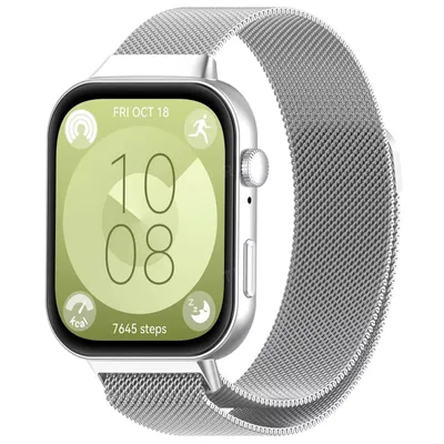 Produktbild von Strap-it Milanaise-Armband aus geflochtenem Edelstahl mit Magnetverschluss passend für Huawei Watch Fit 3 / Watch Fit 4 / Watch Fit 4 Pro (silber)