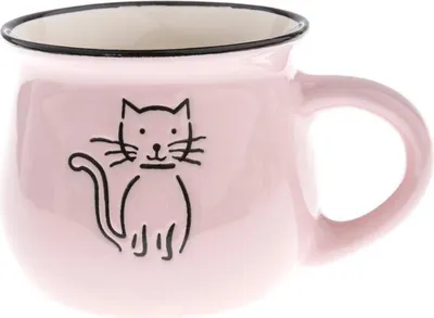 Produktbild von Keramikbecher mit Katze - rosa 75 ml