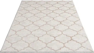 Produktbild von Teppich Wohnzimmer Stil Ornamente Glänzend Beige Grau