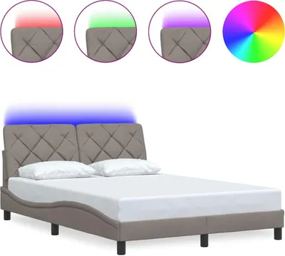 Produktbild von Bettgestell mit LED ohne Matratze Taupe 140x200 cm Stoff