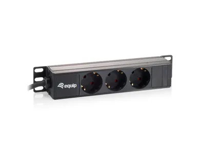 Produktbild von Equip Steckdosenleiste 10"(1HE)3fach +Wandmontage 1.50m sw