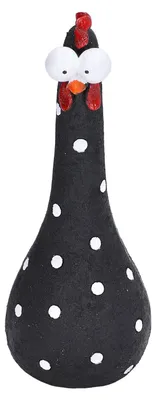Hühnerfigur aus Harz, Garten-Deko, 20 cm, schwarz