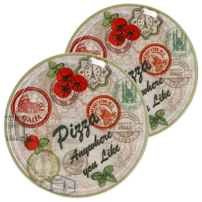 Zdjęcie produktu dla zestaw 2 talerzy do pizzy Moscow zielony Ø 33 cm talerz do serwowania XL porcelana