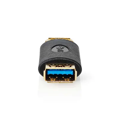 Immagine prodotto di Adattatore USB-A Nedis - USB 3.2 Gen 1 - USB-A femmina - USB-A femmina - 5 Gbps - Rotondo - Placcato oro - Antracite - Scatola