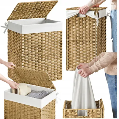 Produktbild von Songmics Rattan Wäschekorb 90L Organizer Spielzeug Aufbewahrung