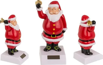 Produktbild von Solar Weihnachtsmann mit Glocke, Wackelfigur Solarfigur, Wackelkopffigur Feiertag