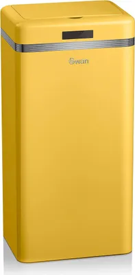 Obrázek produktu pro SWAN SWKA4500YELNEW Retro odpadkový koš se senzorem automatického otevírání, kovový, 45 l, vintage design žlutý