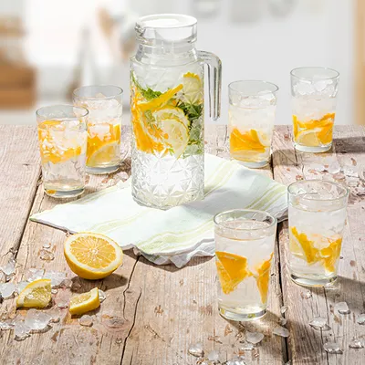 Produktbild von Wasserkaraffe-Set aus Glas, 1200ml inkl. 6 Trinkgläser