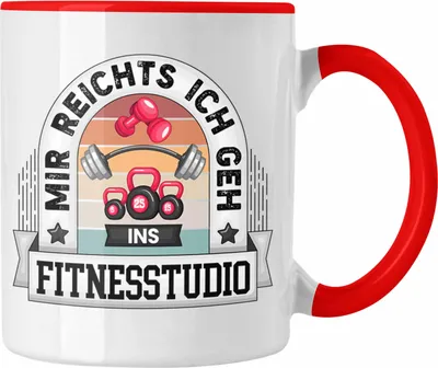 Produktbild von Trendation - Fitness Gym Tasse Geschenk Lustiger Spruch Mir Reichts Ich Geh Ins Gym Becher Geschenkidee (Rot)