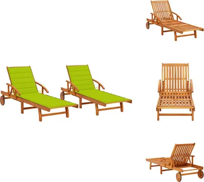 Imagen del producto de vidaXL: 2 tumbonas de madera maciza de acacia con reposacabezas