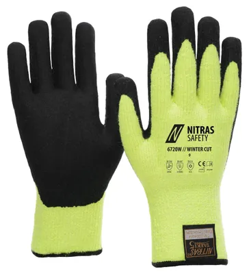 Produktbild von NITRAS Winter-Cut Schnittschutzhandschuh Strick m.Latexbesch. Cut 5, Gr. 10, Schutzstufe:2, Größe:10