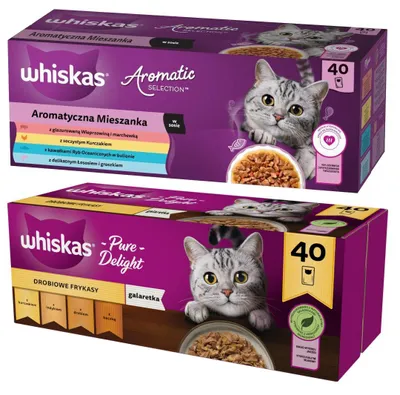 Produktbild von Whiskas Adult 80x85g Nassfutter für Katzen, Aromatische Mischung + Geflügel-Delikatessen