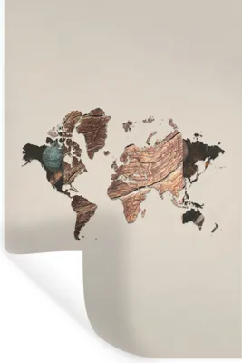 Produktbild von MuchoWow® Wandtattoo Wandsticker Wandaufkleber Weltkarte - Holz - Baum 20x30 cm Selbstklebend und Repositionierbar - Sticker - Dekorfolie