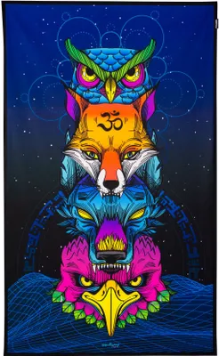 Produktbild von PSYWORK Schwarzlicht Stoffposter Neon "Sentymo Animal Stack", 0,89x1,47m
