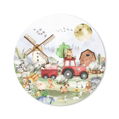 Produktbild von MuchoWow® Mauspad Mousepad Bauernhof - Traktor - Kinder - Tiere 40x40 cm - Mousepads - Maus Mat - Pad - Mausunterlage - Schreibtisch Accessoires