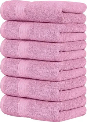 Produktbild von Unyqoos® 6er Handtuch-Set – weich & saugfähig, 41 x 71 cm, 100% gekämmte ringgesponnene Baumwolle, Rosa