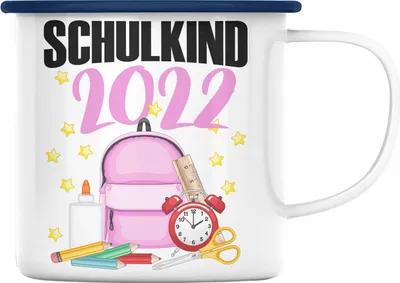Produktbild von Trendation - Einschulung Mädchen Geschenk Schultüte Füllung Emaille Tasse Schulstart 1. Schultag Schuleinführung Schulanfang Geschenkidee 2022 Schulkind (Blau)