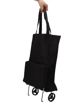 Obrázok produktu pre Nákupná taška s kolieskami, skladacia, plátno, čierna, pre cestovanie