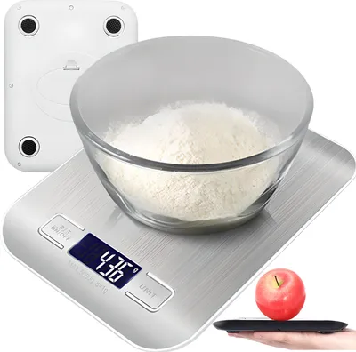Produktbild von Kuchynská váha digitálna do 10 kg s LCD displejom Elektronická váha Jemná váha Digitálna váha Presná písmenková váha Domáca váha Tara Strieborná sklenená váha