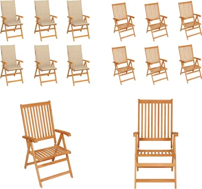 Produktbild von vidaXL Gartenstühle 6 Stk. mit Beigen Kissen Massivholz Teak - Gartenstuhl - Gartenstühle - Gartensessel - Klappstuhl