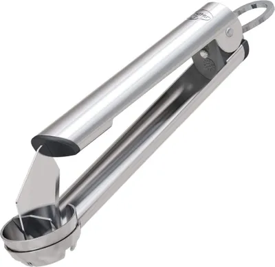 Produktbild von Dr. Oetker Pflaumenentkerner PROFI, Pflaumenentsteiner aus Edelstahl, Pflaumenkernentferner mit Verschlussmechanismus (Farbe: Silber)