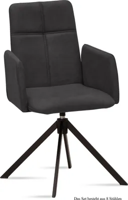 Produktbild von Armlehnstuhl drehbar (8er-Set) Debera 52x92x60 Schwarz/Anthrazit