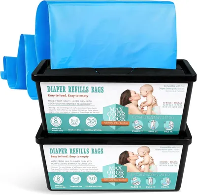 Productafbeelding van DIRECT Set van 60 vervangende luierzakken voor luieremmer - Geurbestendig - Compatibel met Diaper Genie Signature en Platine