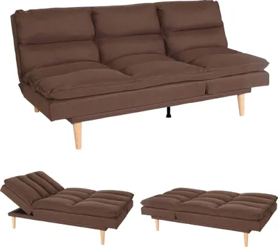 Immagine prodotto di Divano letto HWC-M79, divano letto per ospiti divano letto, funzione letto superficie 180x110cm ~ tessuto/tessuto marrone
