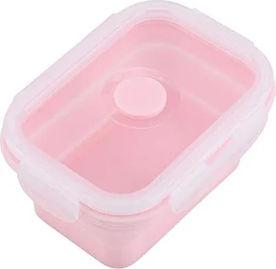 Produktbild von Silikon -Lunchbox Tragbare faltbare Küchenmikrowelle Gefrierschrank (Pink 500 ml)