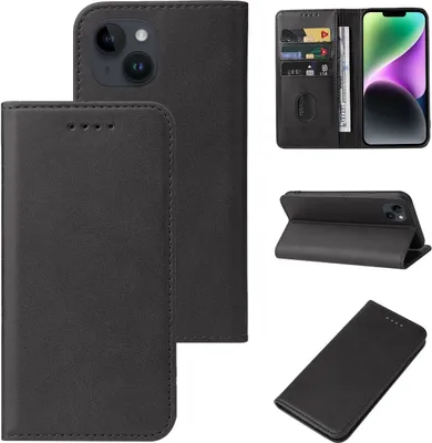 Produktbild von König Design Hülle kompatibel mit Apple iPhone 15 Plus Kunstleder Handyhülle - Handy Case Schwarz