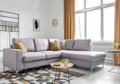 Produktbild von MIUFORM Lofty Lilly - Ecksofa mit Bettfunktion L-FORM RECHTS - 237x197cm - Hellgrau - Sofa Schlafsofa Couch