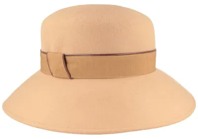 Wollfilz-Glocke Band mit Kunstleder-Paspel von Hut-Breiter in beige
