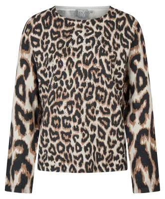Produktbild von Rabe Damen Pullover, Feinstrick mit Leoparden-Alloverdruck, Braun, Gr. 42