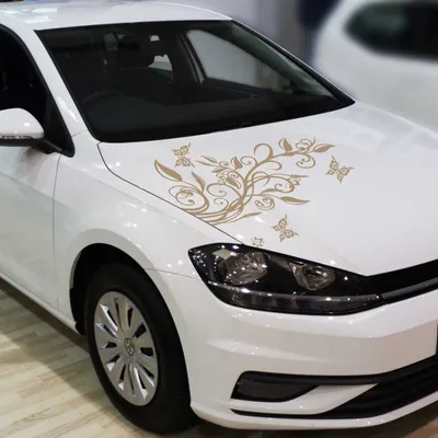 Produktbild von Aufkleber - Blumenranke Autoaufkleber + 3 Schmetterlinge 92cm x 60cm braun - Tuning Carystyling Heckscheibe Auto