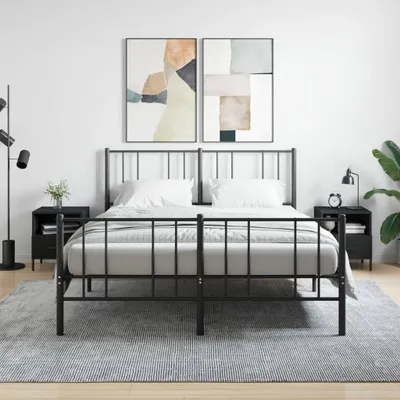 Produktbild von vidaXL Nachttische 2 Stk. Schwarz 40x35x47,5 cm Holzwerkstoff - Nachttisch - Nachttische - Schrank - Nachtschrank