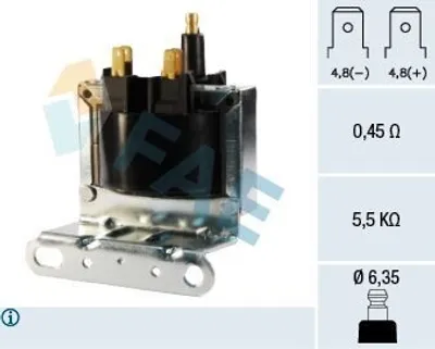 Produktbild von FAE 80261 Zündspule für OPEL Astra F CC (T92) Kadett E CC (T85) Astra F Caravan (T92) Corsa A CC (S83) Vectra A Limousine (J89)