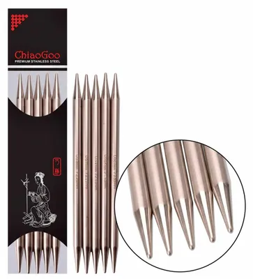 Produktbild von ChiaoGoo Edelstahl Strumpfstricknadeln 15 cm (Nadelspiel 5 Stk.) 2,75 mm