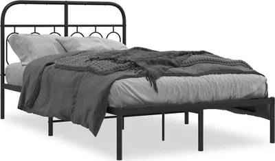 Obrázok produktu pre vidaXL Posteľný rošt s čelom kovový čierny 120x200 cm