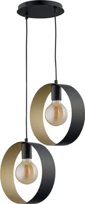 Immagine prodotto di Lampada a sospensione decorativa nera e oro doppio cerchio decorativo moderno Happy 2xE27 15W Sigma Lighting